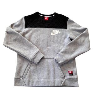NIKE  FLEECE  CREW SWEATSHIRT GREY BLACK RARE 617778-063 Size Medium